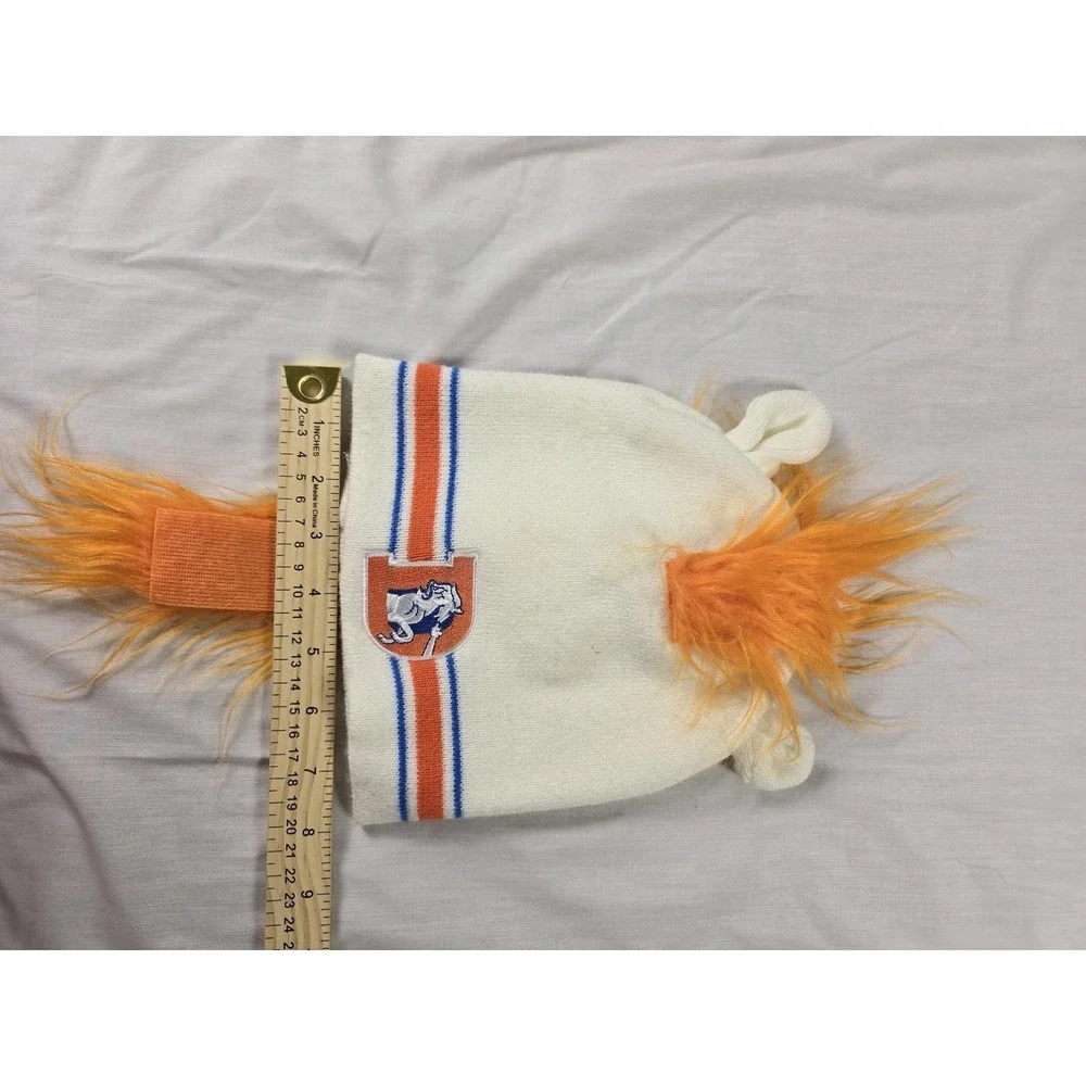 Denver Broncos Beanie Hat Cap Boys One Size White NFL Football BDA Sports Mohawk